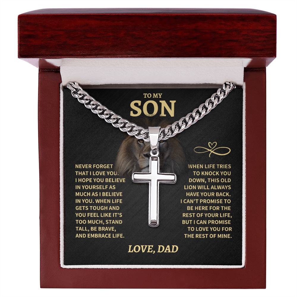 Son Gift- Cuban Chain Cross- From Dad