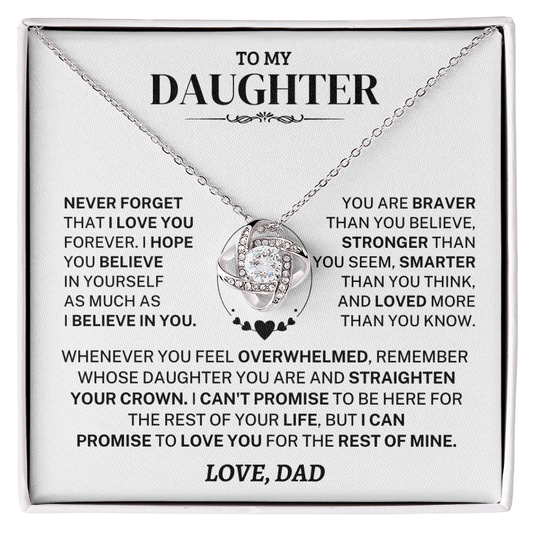 Jewelry Daughter Gift From Dad, "Never Forget", Knot Necklace Daughter Gift From Dad, "Never Forget", Knot Necklace