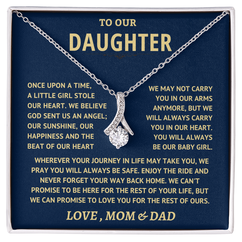 Jewelry Daughter Gift From Mom & Dad, "Never Forget" Alluring Beauty Necklace Daughter Gift From Mom & Dad, "Never Forget" Alluring Beauty Necklace