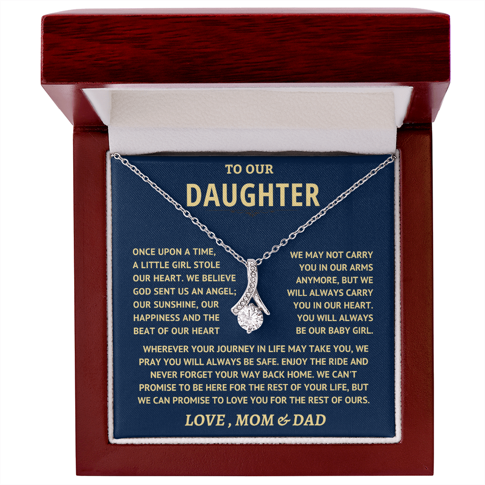 Jewelry Daughter Gift From Mom & Dad, "Never Forget" Alluring Beauty Necklace Daughter Gift From Mom & Dad, "Never Forget" Alluring Beauty Necklace