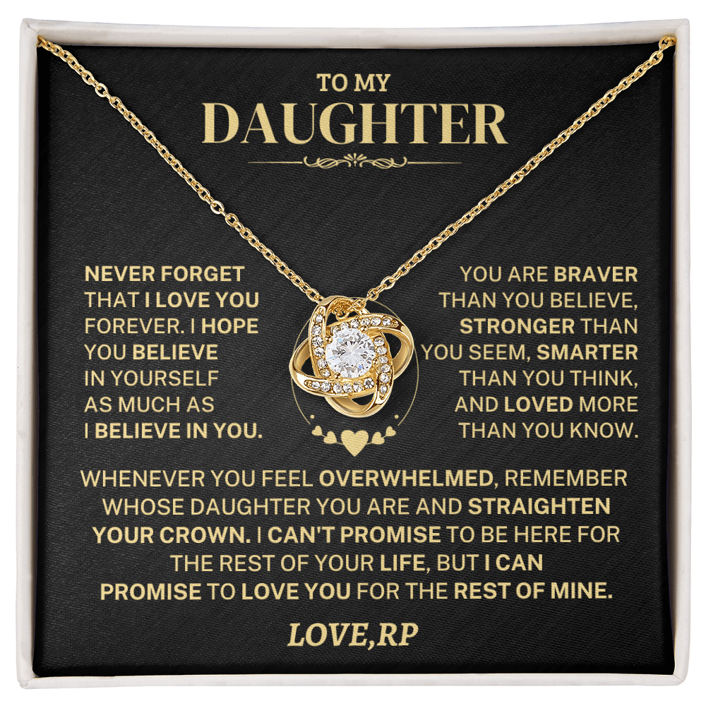Daughter Gift From RP, "Never Forget", Knot Necklace Daughter Gift From RP, "Never Forget", Knot Necklace