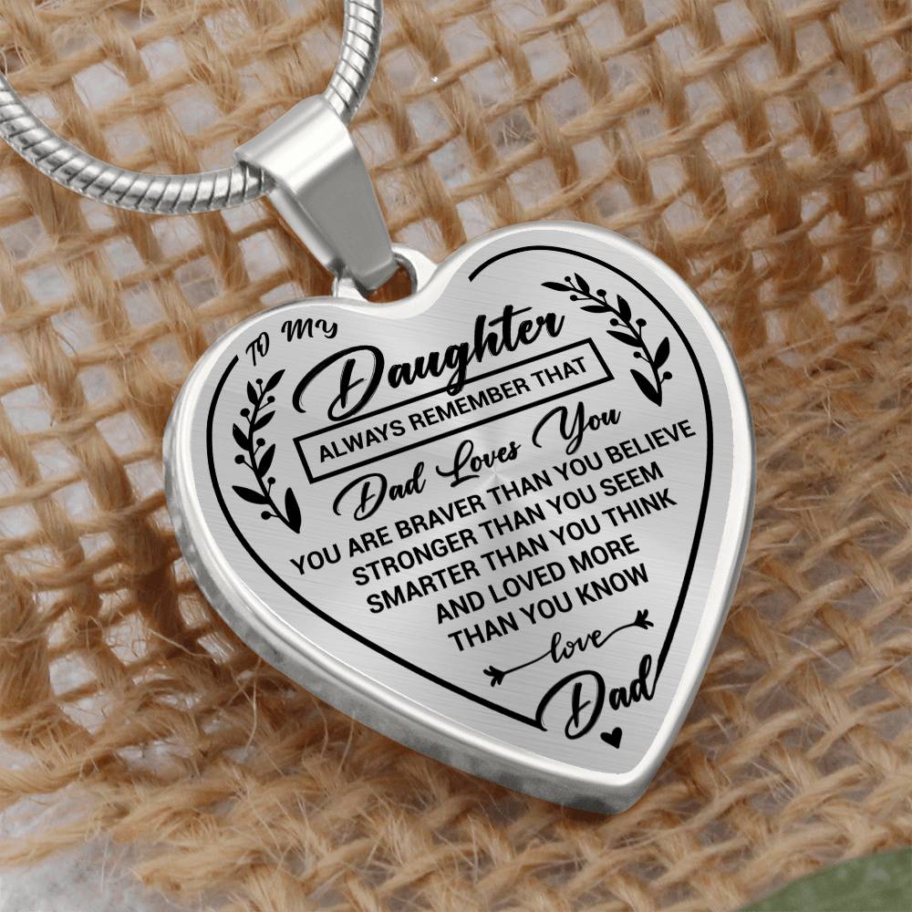 Jewelry Daughter Heart Necklace Gift- Remember Dad Loves You