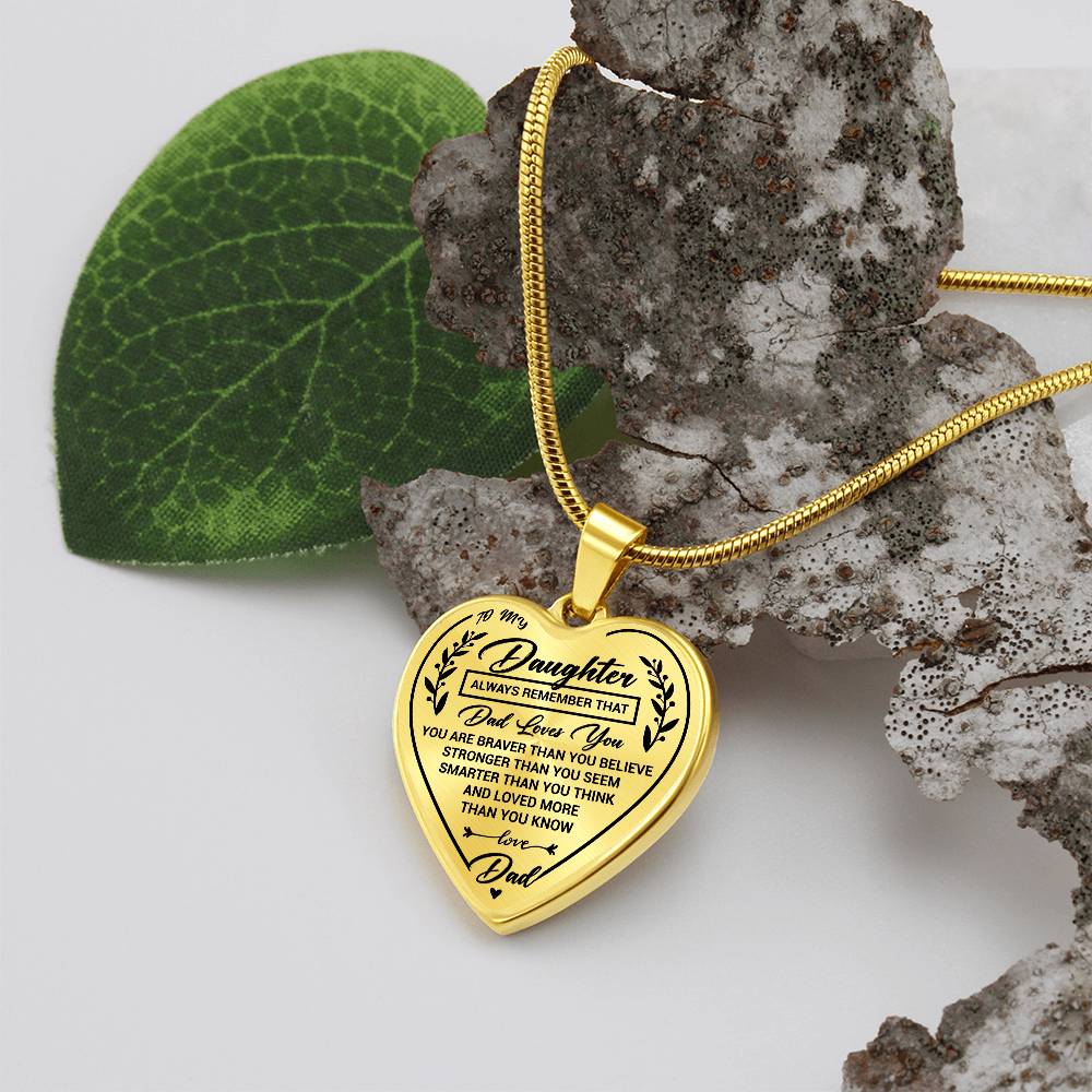 Jewelry Daughter Heart Necklace Gift- Remember Dad Loves You