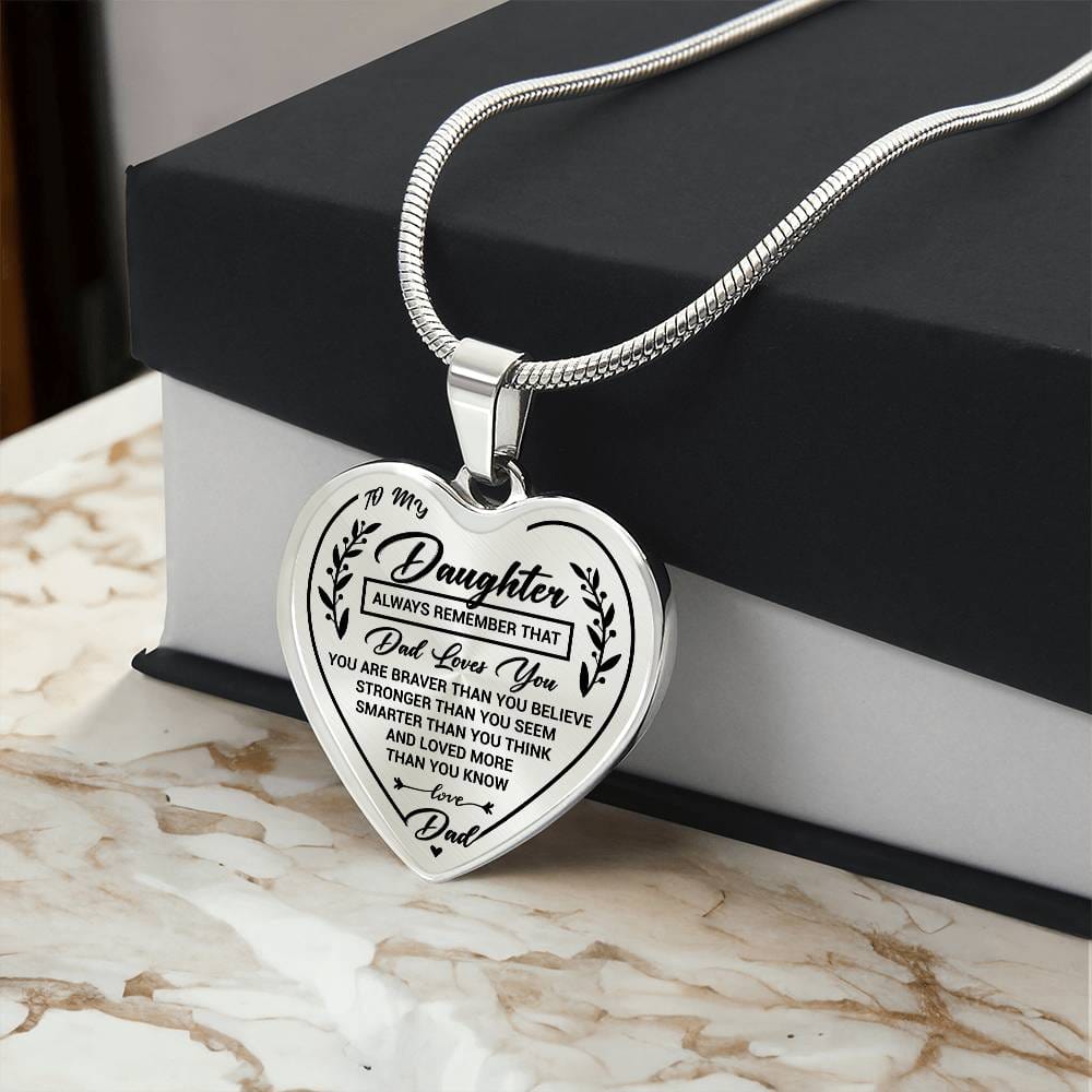 Jewelry Daughter Heart Necklace Gift- Remember Dad Loves You