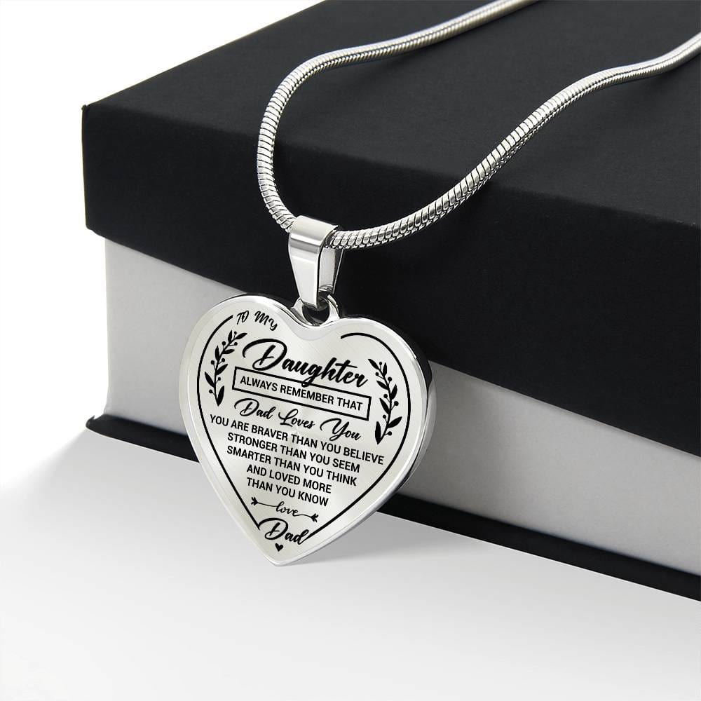 Jewelry Daughter Heart Necklace Gift- Remember Dad Loves You