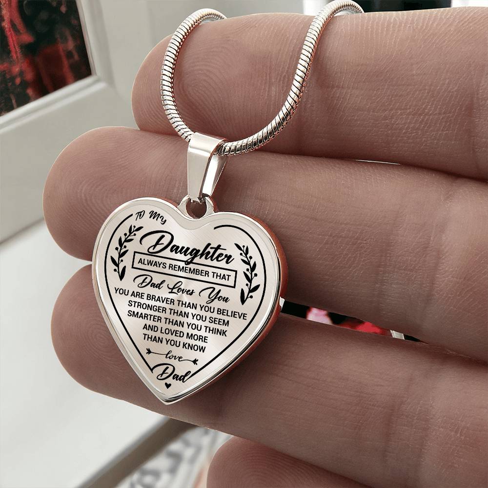 Jewelry Daughter Heart Necklace Gift- Remember Dad Loves You