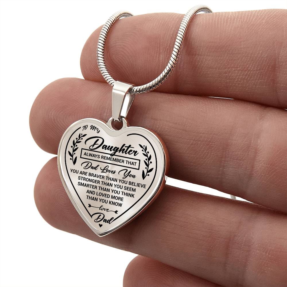 Jewelry Daughter Heart Necklace Gift- Remember Dad Loves You