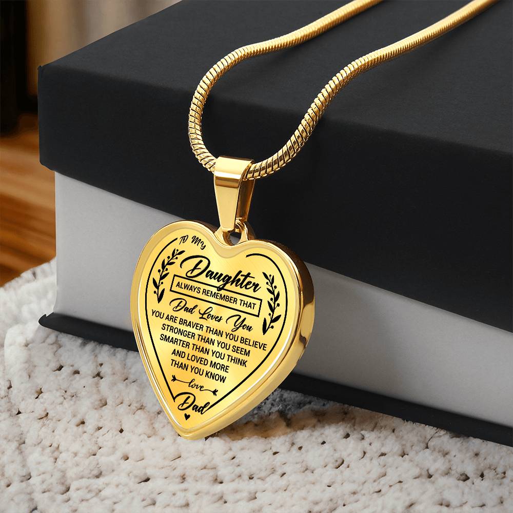 Jewelry Daughter Heart Necklace Gift- Remember Dad Loves You