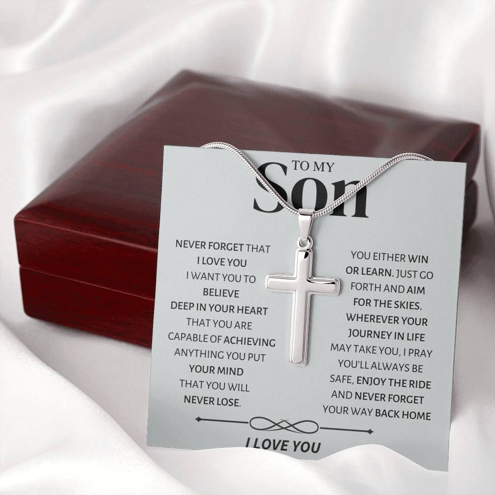 Jewelry Never Forget Your Way Back Home; Son Cross Necklace Gift