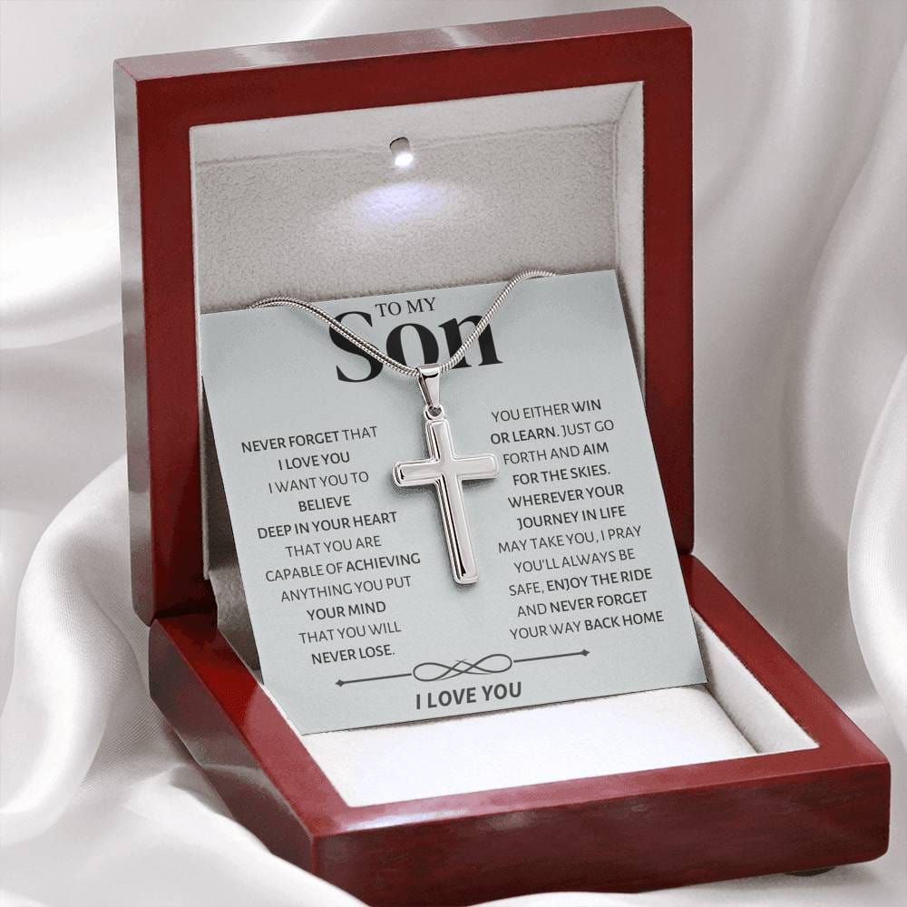 Jewelry Never Forget Your Way Back Home; Son Cross Necklace Gift