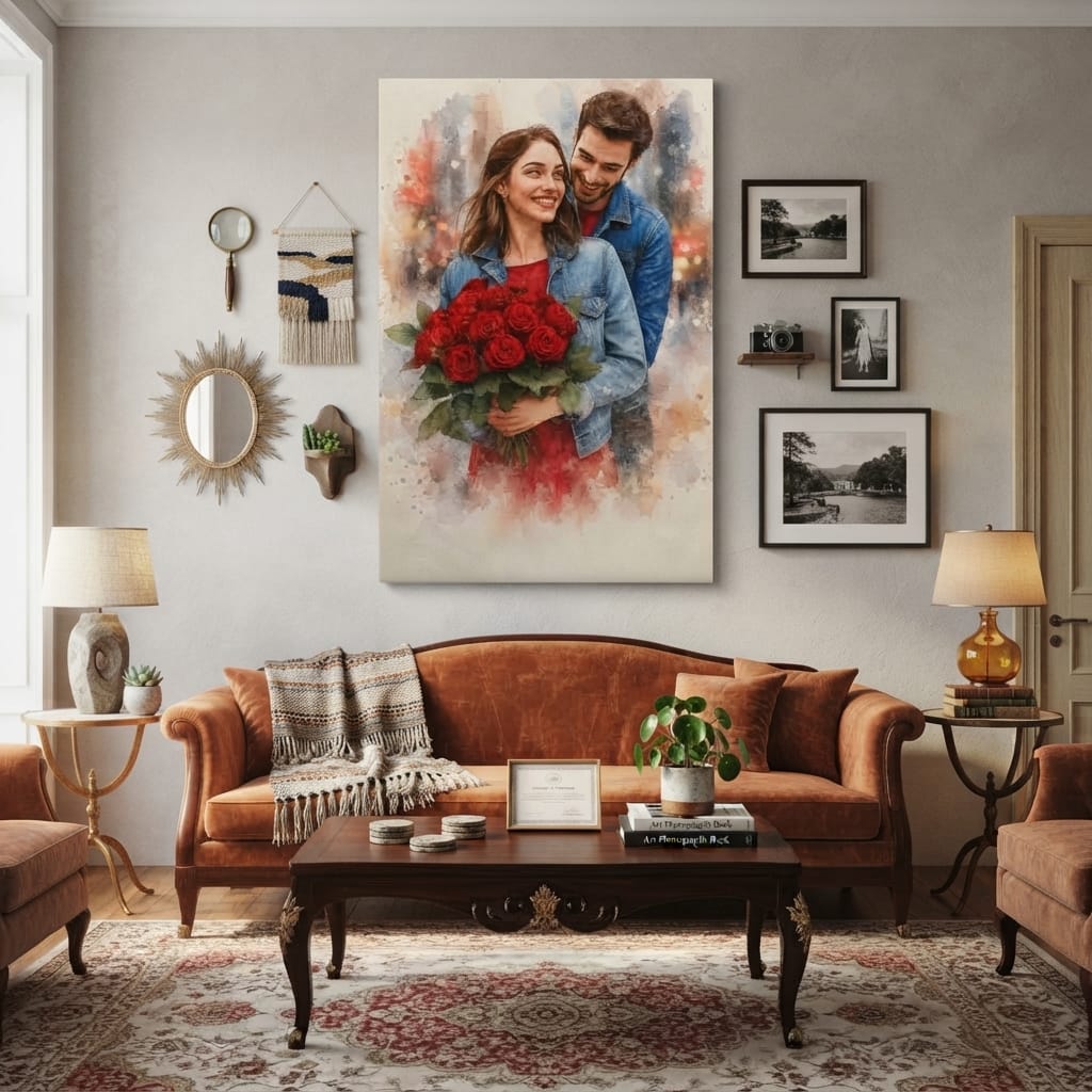 canvas Personalized Couple Rose Canvas | Romantic Couple Portrait Wall Art | Custom Love Artwork | Anniversary & Valentine's Day Gift Personalized Couple Rose Canvas | Romantic Couple Portrait Wall Art | Custom Love Artwork | Anniversary & Valentine's Day Gift