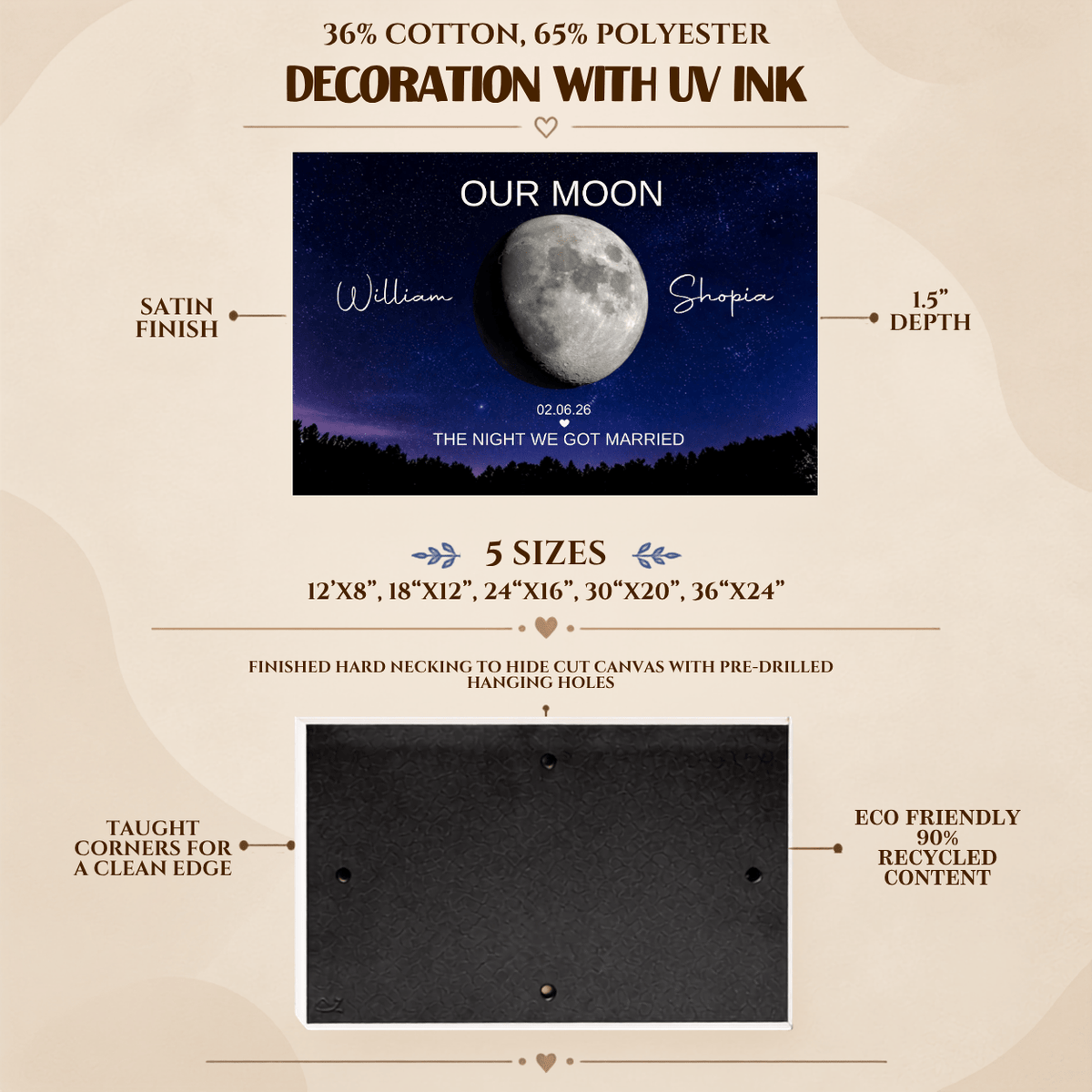 canvas Personalized Our Moon Canvas | Custom Couple Names & Wedding Date | Romantic Night Sky Anniversary Wall Art Gift Personalized Our Moon Canvas | Custom Couple Names & Wedding Date | Romantic Night Sky Anniversary Wall Art Gift