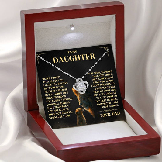 Daughter Gift From Dad- "Never Forget That I Love You" Knot Necklace