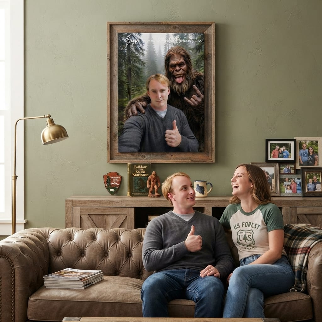 canvas Personalized Bigfoot Selfie Canvas | Custom Bigfoot Adventure Wall Art | Funny Outdoor Couple & Family Gift | Unique Keepsake Personalized Bigfoot Selfie Canvas | Custom Bigfoot Adventure Wall Art | Funny Outdoor Couple & Family Gift | Unique Keepsake
