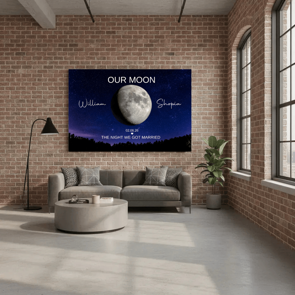 canvas Personalized Our Moon Canvas | Custom Couple Names & Wedding Date | Romantic Night Sky Anniversary Wall Art Gift Personalized Our Moon Canvas | Custom Couple Names & Wedding Date | Romantic Night Sky Anniversary Wall Art Gift