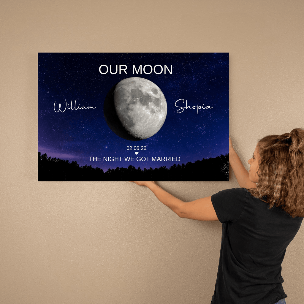 canvas Personalized Our Moon Canvas | Custom Couple Names & Wedding Date | Romantic Night Sky Anniversary Wall Art Gift Personalized Our Moon Canvas | Custom Couple Names & Wedding Date | Romantic Night Sky Anniversary Wall Art Gift