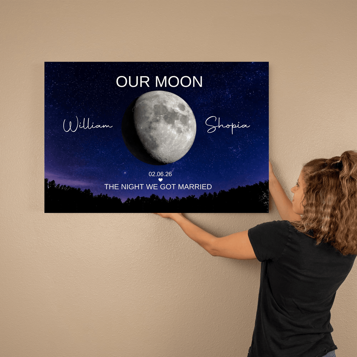 canvas Personalized Our Moon Canvas | Custom Couple Names & Wedding Date | Romantic Night Sky Anniversary Wall Art Gift Personalized Our Moon Canvas | Custom Couple Names & Wedding Date | Romantic Night Sky Anniversary Wall Art Gift