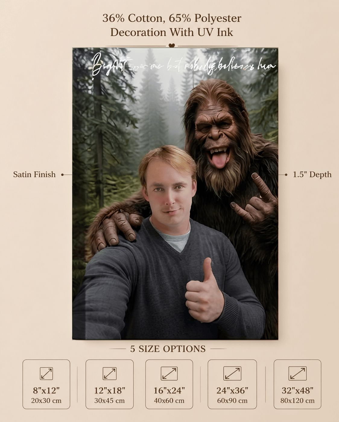 canvas Personalized Bigfoot Selfie Canvas | Custom Bigfoot Adventure Wall Art | Funny Outdoor Couple & Family Gift | Unique Keepsake Personalized Bigfoot Selfie Canvas | Custom Bigfoot Adventure Wall Art | Funny Outdoor Couple & Family Gift | Unique Keepsake