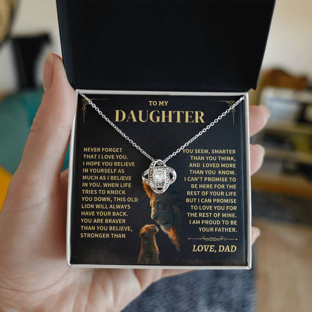 Daughter Gift From Dad- "Never Forget That I Love You" Knot Necklace