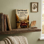 "God Blessed the Broken Road" – Custom Couple Truck Farmhouse Canvas