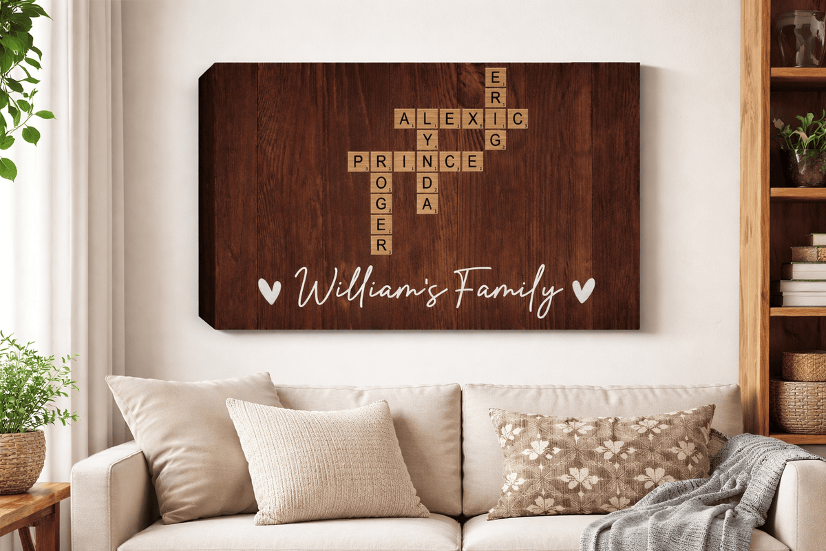 Wall Art Personalized Family Name Crossword Canvas Wall Art – Custom Scrabble Style Wooden Sign Gift for Home Decor, Anniversary, Housewarming Personalized Family Name Crossword Canvas Wall Art – Custom Scrabble Style Wooden Sign Gift for Home Decor, Anniversary, Housewarming