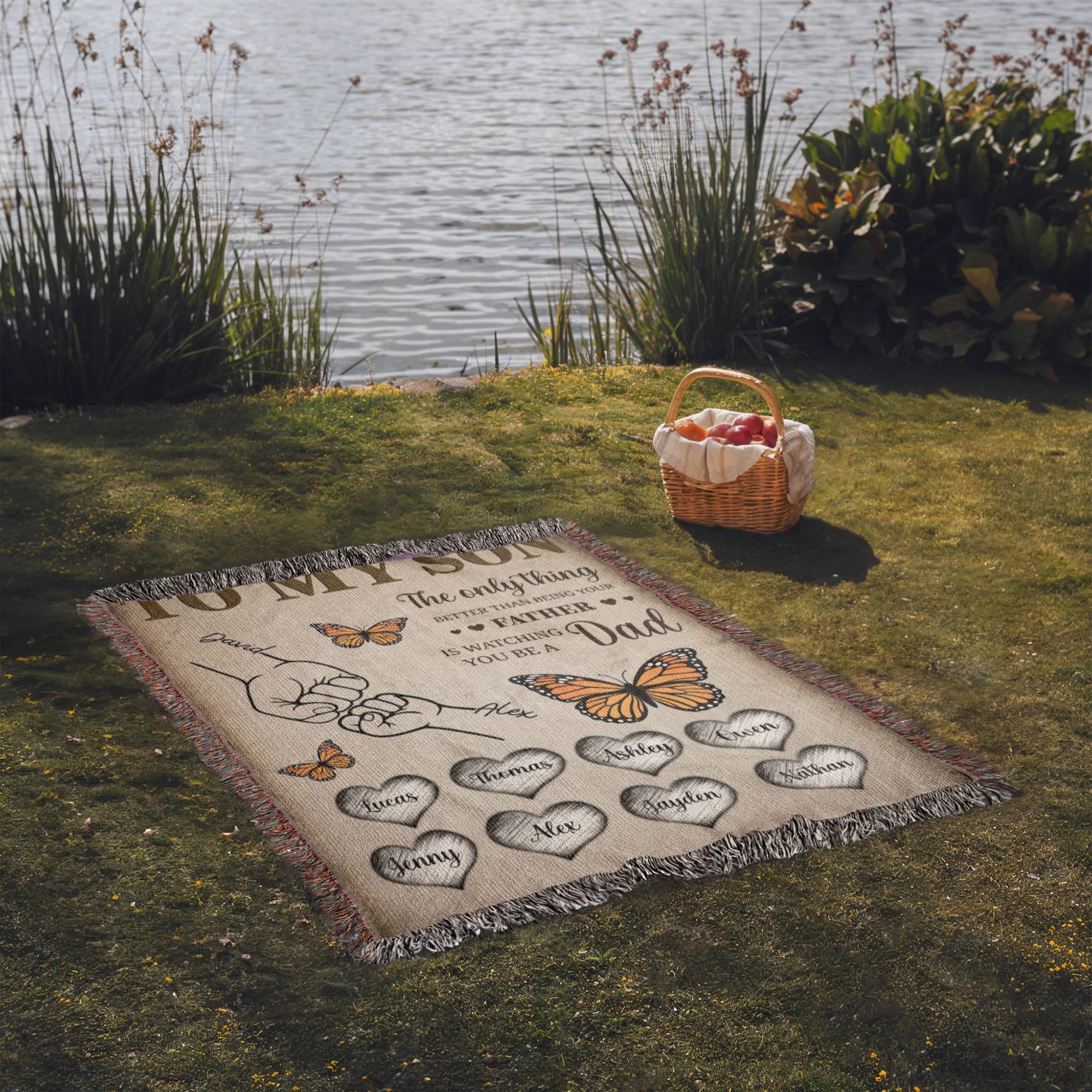 Father and son keepsake blanket with personalized names
