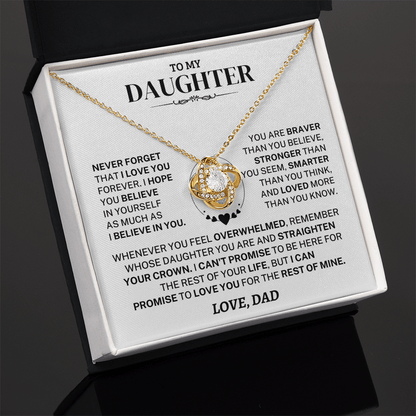 Jewelry Daughter Gift From Dad, "Never Forget", Knot Necklace Daughter Gift From Dad, "Never Forget", Knot Necklace
