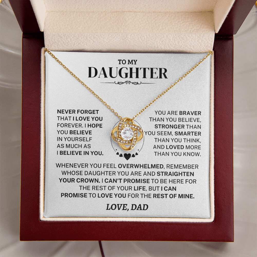 Jewelry Daughter Gift From Dad, "Never Forget", Knot Necklace Daughter Gift From Dad, "Never Forget", Knot Necklace