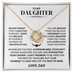 Jewelry Daughter Gift From Dad, "Never Forget", Knot Necklace Daughter Gift From Dad, "Never Forget", Knot Necklace