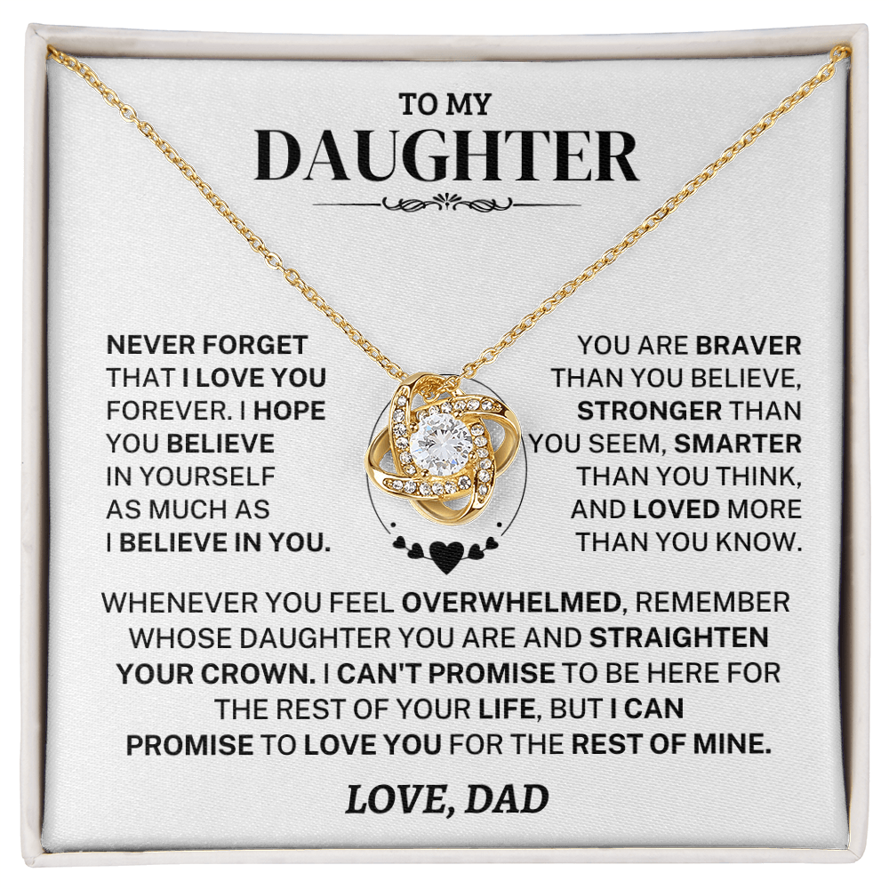 Jewelry Daughter Gift From Dad, "Never Forget", Knot Necklace Daughter Gift From Dad, "Never Forget", Knot Necklace