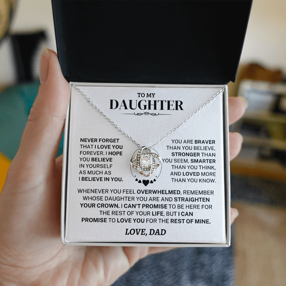 Jewelry Daughter Gift From Dad, "Never Forget", Knot Necklace Daughter Gift From Dad, "Never Forget", Knot Necklace