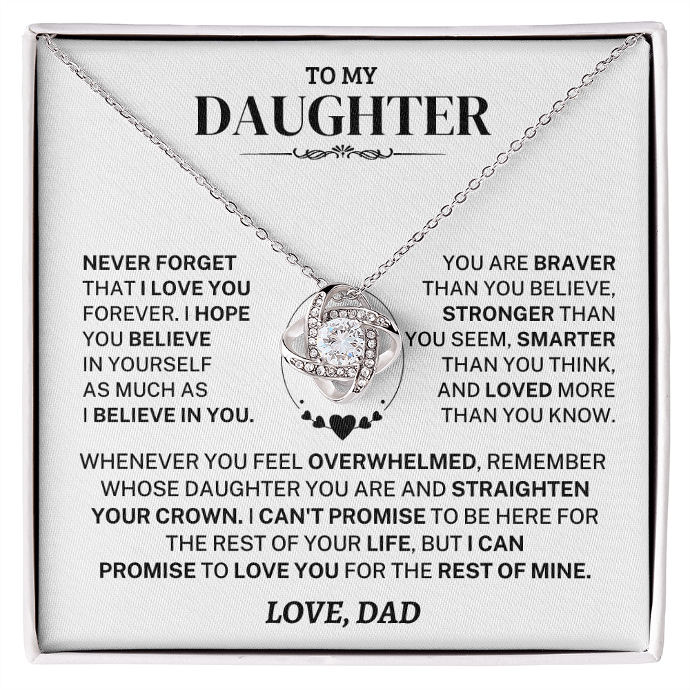 Jewelry Daughter Gift From Dad, "Never Forget", Knot Necklace Daughter Gift From Dad, "Never Forget", Knot Necklace
