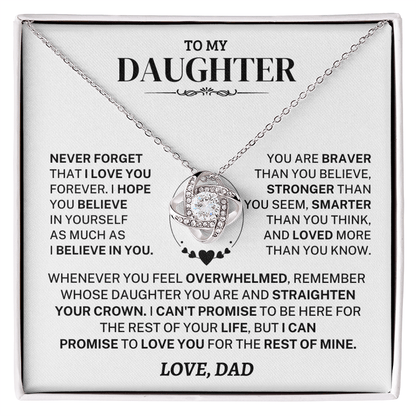 Jewelry Daughter Gift From Dad, "Never Forget", Knot Necklace Daughter Gift From Dad, "Never Forget", Knot Necklace