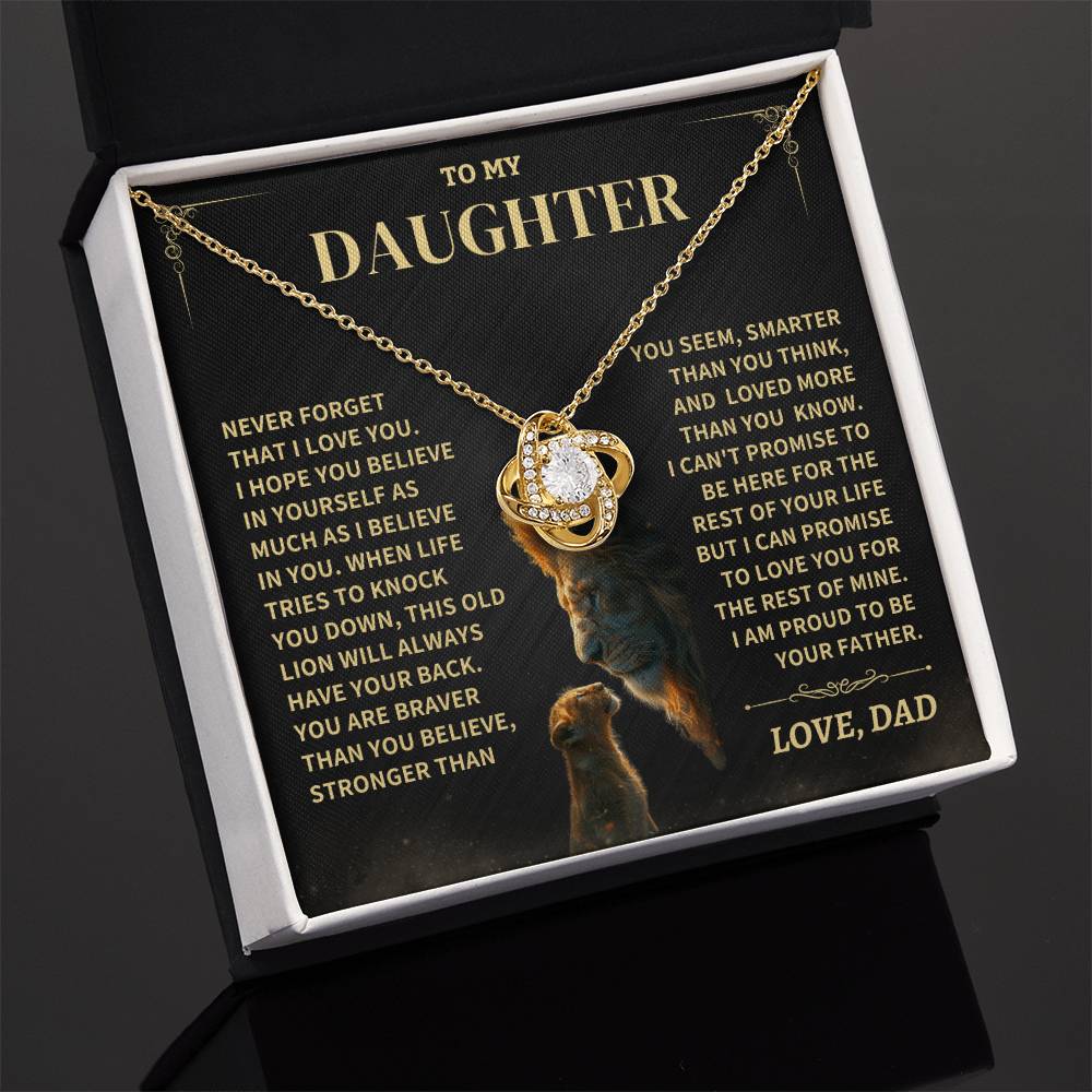 Jewelry Daughter Gift From Dad- "Never Forget That I Love You" Knot Necklace
