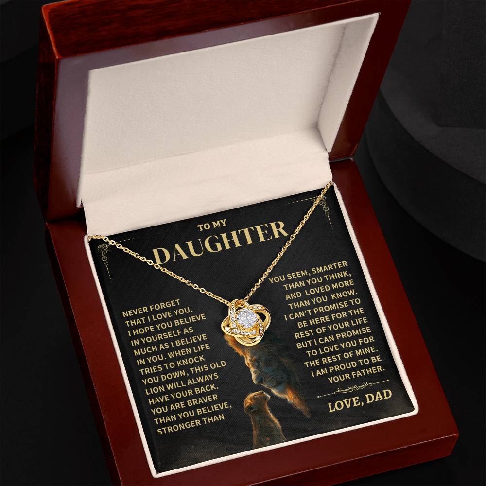 Jewelry Daughter Gift From Dad- "Never Forget That I Love You" Knot Necklace