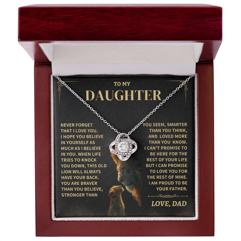 Jewelry Daughter Gift From Dad- "Never Forget That I Love You" Knot Necklace