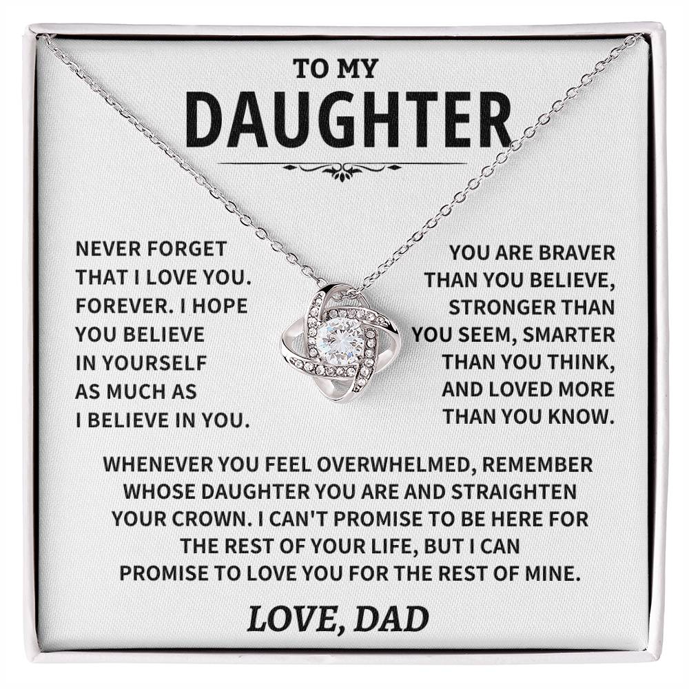 Jewelry Daughter Gift From Dad, "Never Forget That I Love You"