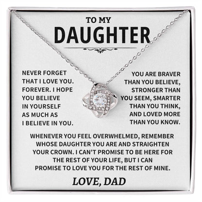 Jewelry Daughter Gift From Dad, "Never Forget That I Love You"