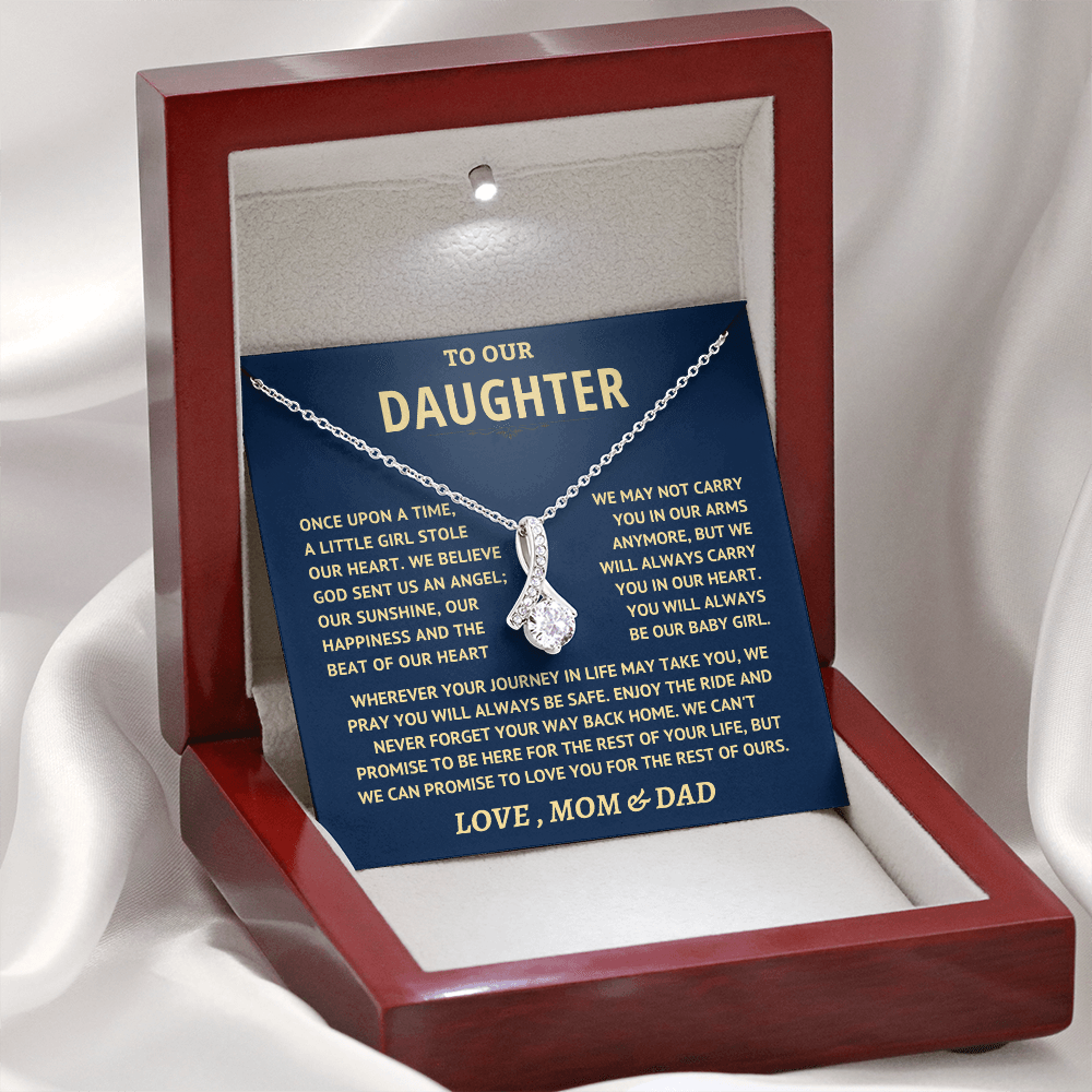 Jewelry Daughter Gift From Mom & Dad, "Never Forget" Alluring Beauty Necklace Daughter Gift From Mom & Dad, "Never Forget" Alluring Beauty Necklace