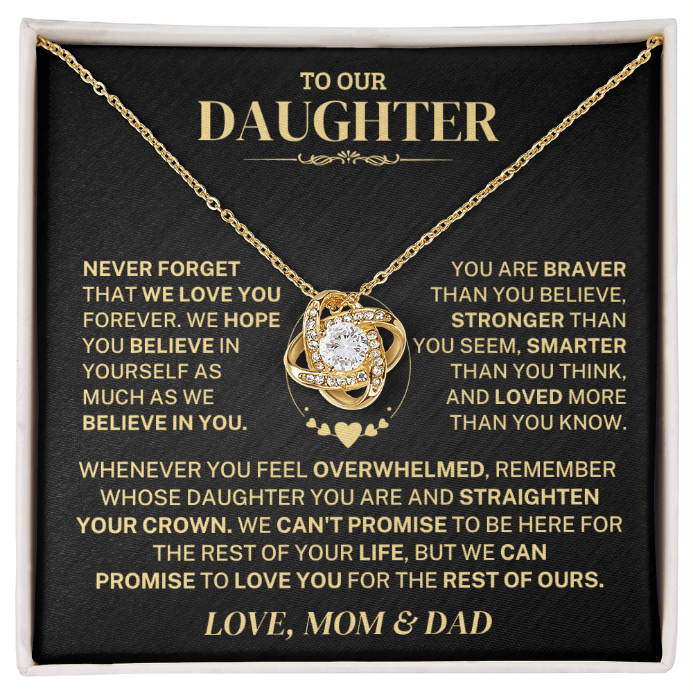 Jewelry Daughter Gift From Mom & Dad,"Never Forget",Knot Necklace Daughter Gift From Mom & Dad,"Never Forget",Knot Necklace