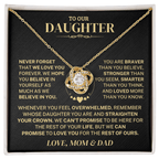 Jewelry Daughter Gift From Mom & Dad,"Never Forget",Knot Necklace Daughter Gift From Mom & Dad,"Never Forget",Knot Necklace