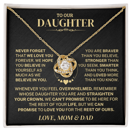 Jewelry Daughter Gift From Mom & Dad,"Never Forget",Knot Necklace Daughter Gift From Mom & Dad,"Never Forget",Knot Necklace
