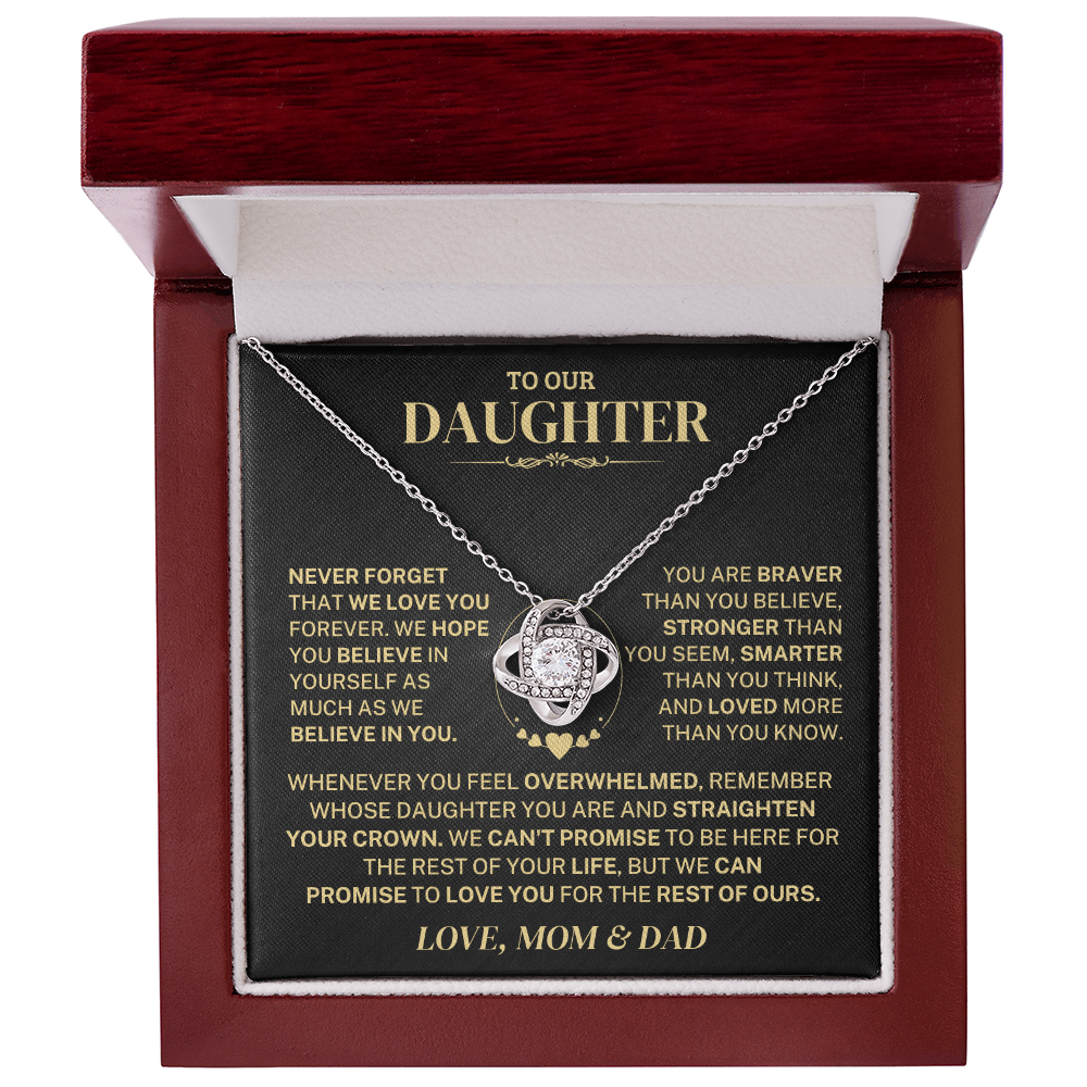 Jewelry Daughter Gift From Mom & Dad,"Never Forget",Knot Necklace Daughter Gift From Mom & Dad,"Never Forget",Knot Necklace
