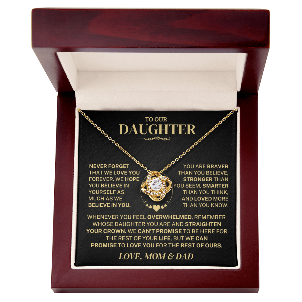 Jewelry Daughter Gift From Mom & Dad,"Never Forget",Knot Necklace Daughter Gift From Mom & Dad,"Never Forget",Knot Necklace
