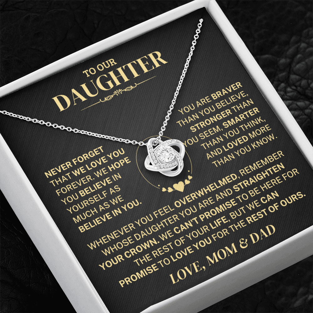 Jewelry Daughter Gift From Mom & Dad,"Never Forget",Knot Necklace Daughter Gift From Mom & Dad,"Never Forget",Knot Necklace