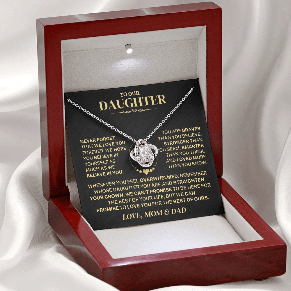Jewelry Daughter Gift From Mom & Dad,"Never Forget",Knot Necklace Daughter Gift From Mom & Dad,"Never Forget",Knot Necklace