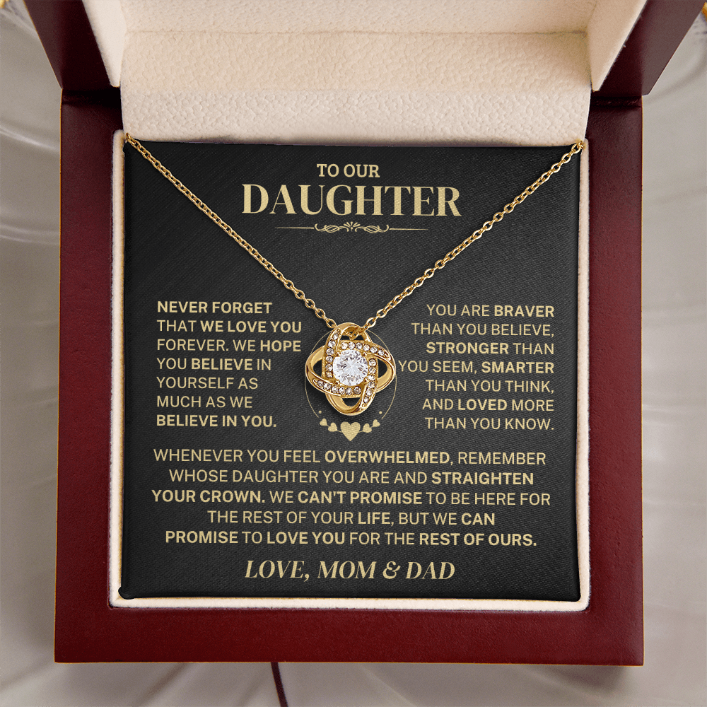 Jewelry Daughter Gift From Mom & Dad,"Never Forget",Knot Necklace Daughter Gift From Mom & Dad,"Never Forget",Knot Necklace
