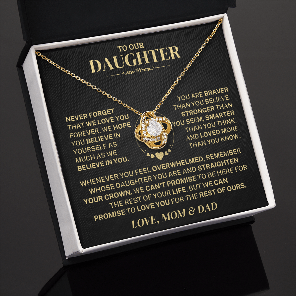 Jewelry Daughter Gift From Mom & Dad,"Never Forget",Knot Necklace Daughter Gift From Mom & Dad,"Never Forget",Knot Necklace