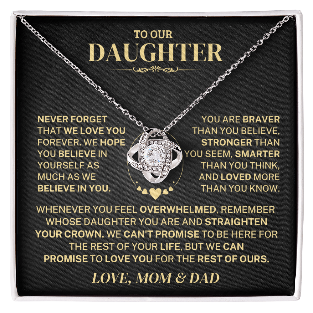 Jewelry Daughter Gift From Mom & Dad,"Never Forget",Knot Necklace Daughter Gift From Mom & Dad,"Never Forget",Knot Necklace