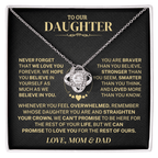 Jewelry Daughter Gift From Mom & Dad,"Never Forget",Knot Necklace Daughter Gift From Mom & Dad,"Never Forget",Knot Necklace